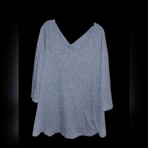 Gray/Blue V-Neck 3/4 Sleeve Top